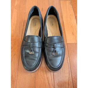 Clarks Westlynn Bella Black Leather Ultimate Comfort Loafer 10 Wide